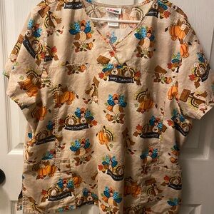 Scrubstar - Thanksgiving Harvest Medical Scrub Top- VERY NICE!- Like New!!- 3XL